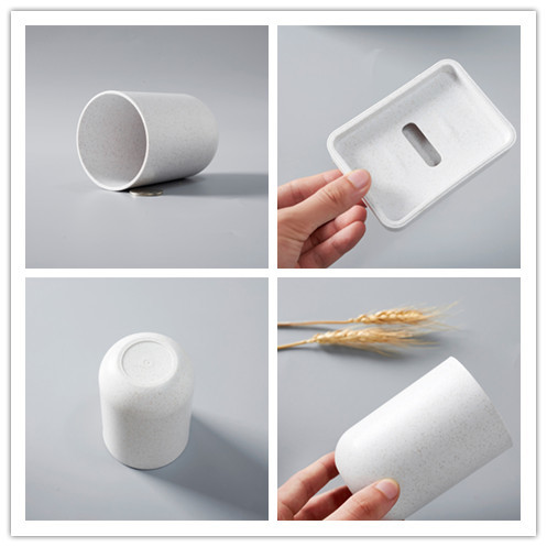 Wheat Toothbrush Cup Glass Soap Box Biodegradable Bathroom Wash Sets