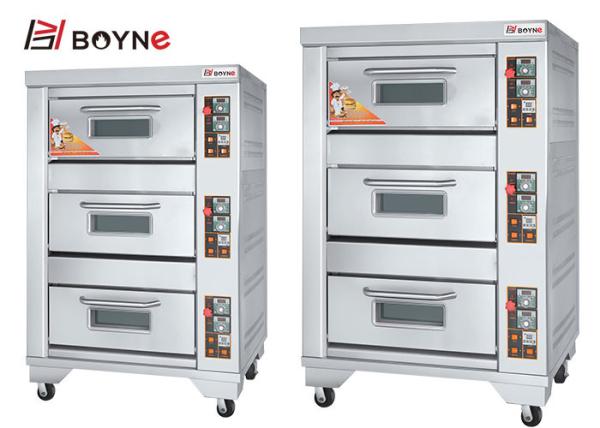 Plataforma três Tray Baking Oven Stainless Steel do gás três para a loja do pão