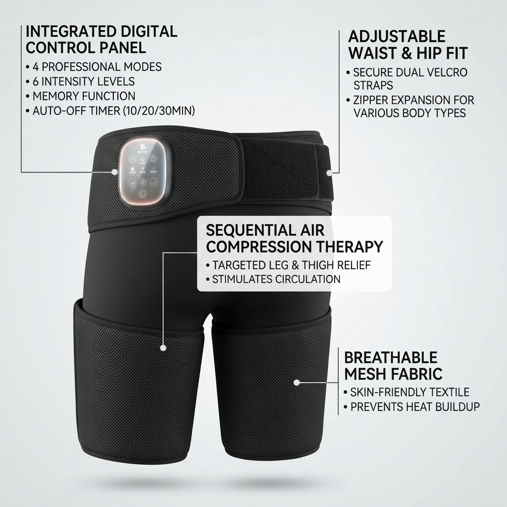 ZN-MH15 Wireless Air Compression Hip and Waist Massager for Post-Workout Recovery and Pain Relief