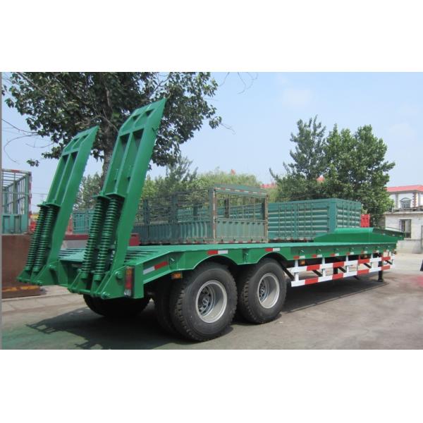 Green Red Low Bed Semi Trailers With Hydraulic Mechanical Suspension
