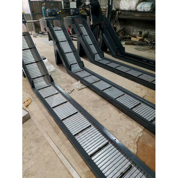 Metal High Carbon Steel  Hinged Scrap Chip Chain Plate Slat Mesh Conveyor Belt for CNC Machine