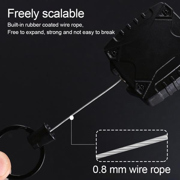 Deyi Badge Reel Heavy Duty Metal Retractable Keychain Outdoor Black 6862 (Объемный ключевой цепь из металла, выдвигаемый наружу)