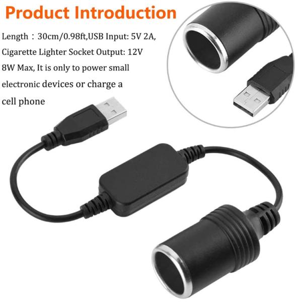 USB A Male to 12v Car Cigarette Lighter Socket Female Power Converter Cable