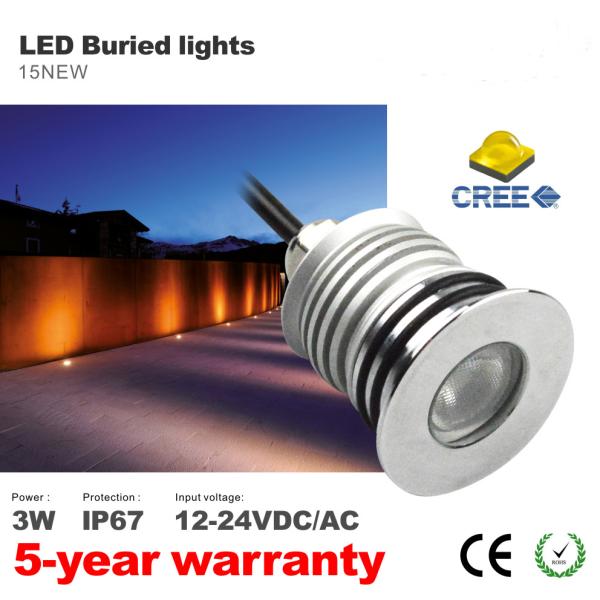 3W Mini LED Buried Light CREE XBD IP67 Recessed swimming pool LED underground lamps