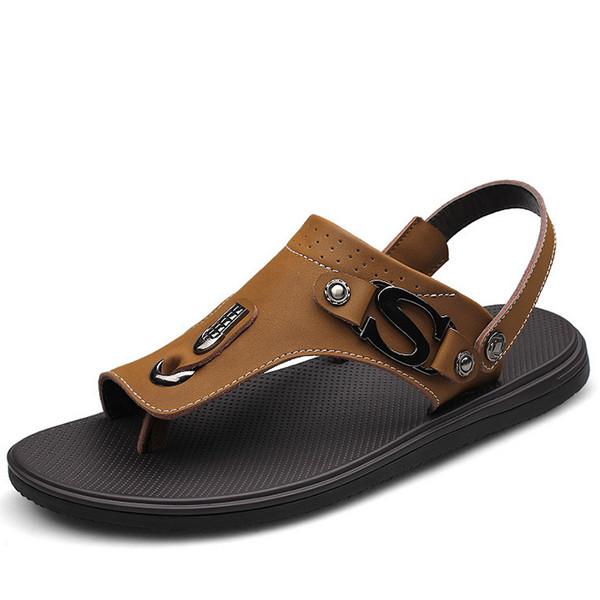 Comfortable Mens Leather Slippers Shoes With Genuine Leather Upper
