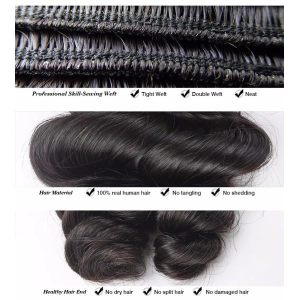 Healthy 100% Malaysian Human Hair Weave Natural Black / Dark Brown From Young Girl