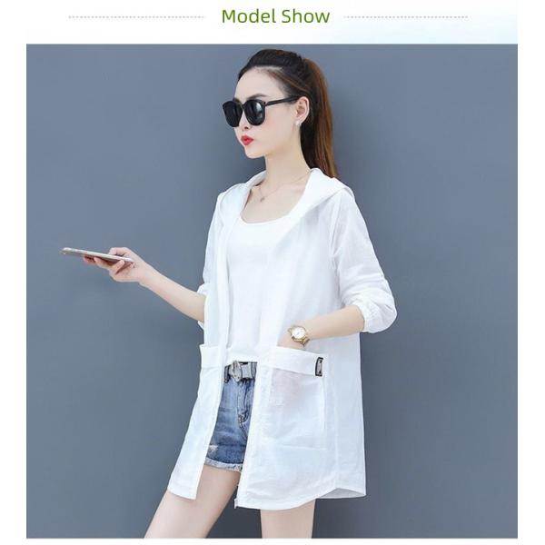 Mid-Length Hooded Sun Protection Clothing Uv Women'S Sun Protection Clothing