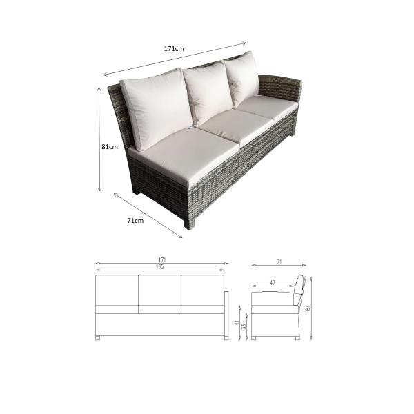 Leisure Outdoor AJUNION 9 Seating PE Rattan Garden Dining Furniture Set with Cushions