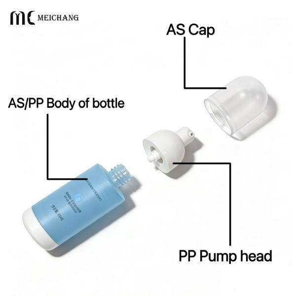 45ml Thick-Wall AS Airless Pump Bottle with Leak-Proof Packaging for Medical Aesthetic Serums（MC-261）
