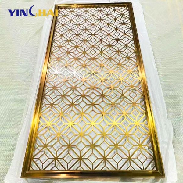 Modern Stainless Steel Screen Partition Decorative Gold Metal Room Divider For Bedroom