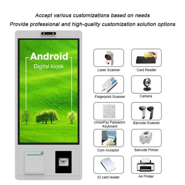 21.5 inch Android Mcdonald's Self Service Kiosk Wall-mounted Digital Signage with Waterproof Screen for KFC