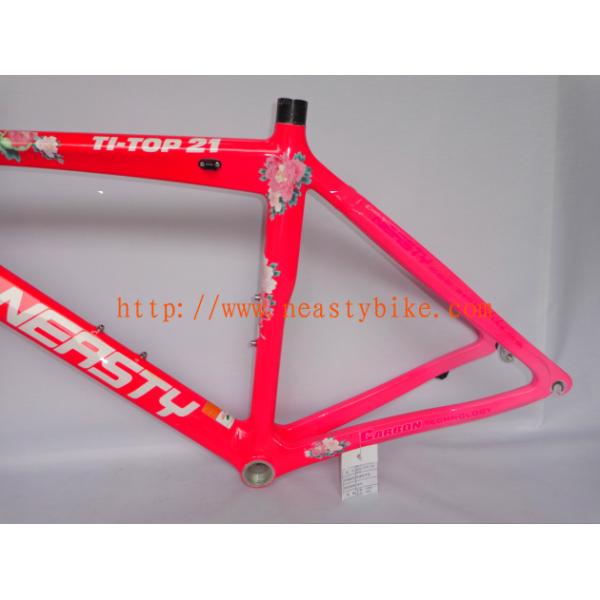 RB-NT11 carbon frame 48CM road bike frame with decal peony flower (pink)