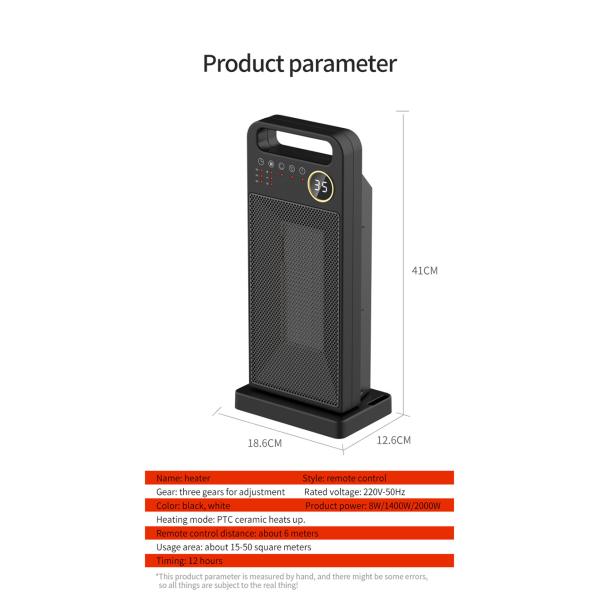 Touch Screen Electric Heating Portable PTC Ceramic Fan with Remote and Installation