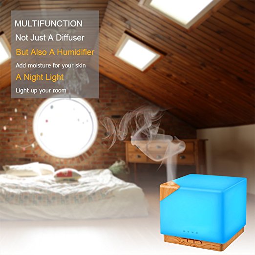 Factory Ultrasonic Aromatic 7 Led Color Cool Misting Air Humidifier 700ml Square Essential Oil Aroma Diffuser for Home Office