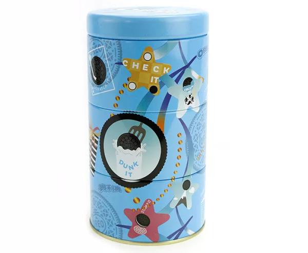 Round Sublimation Tinplate Cookie Tin Cans Food Packaging