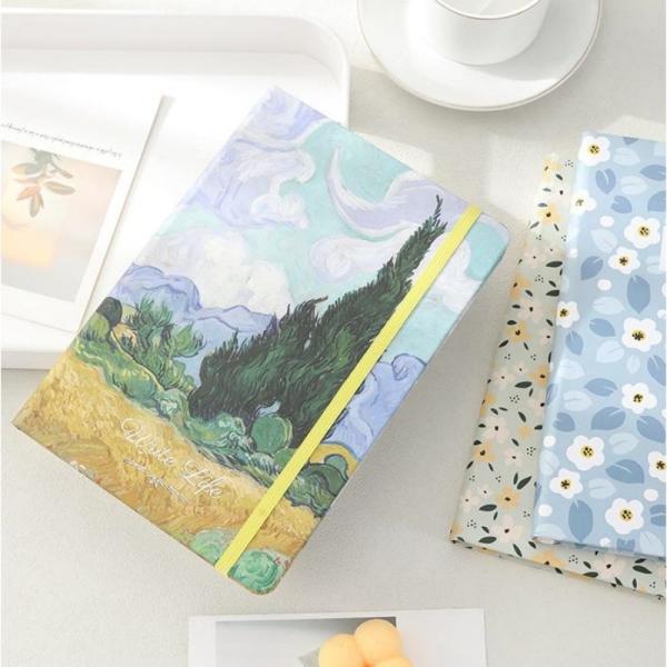 Strap Design Hardcover Notebook A5 Thick Ink-Proof Paper Journal Featuring Van Gogh's Paintings