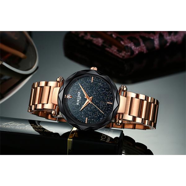 KINYUED high quality metal women stainless steel band quartz movement  waterproof wrist watch