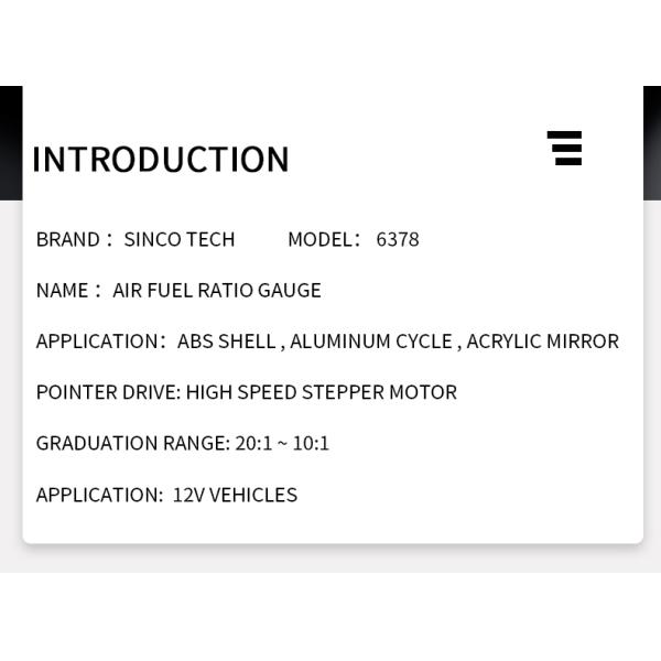 Indicadores aire-combustible de los vehículos AFR del metro 12V del ratio del coche de carreras de la tecnología 637 de Sinco