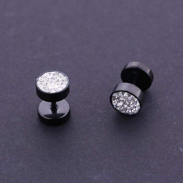 Poland Hot Sale Men's Crystals Pave Round Circle Studs Earrings