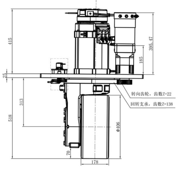 Heavy Duty Single AGV Steering Wheel Assembly Drive Vertical Series 8000W