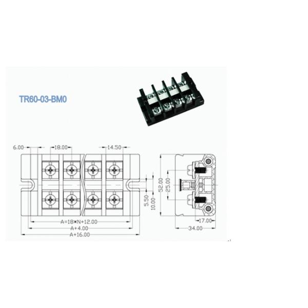 Сильнотоковый терминальный тангаж 18.00mm 600V 60A разъема все полюсы доступные