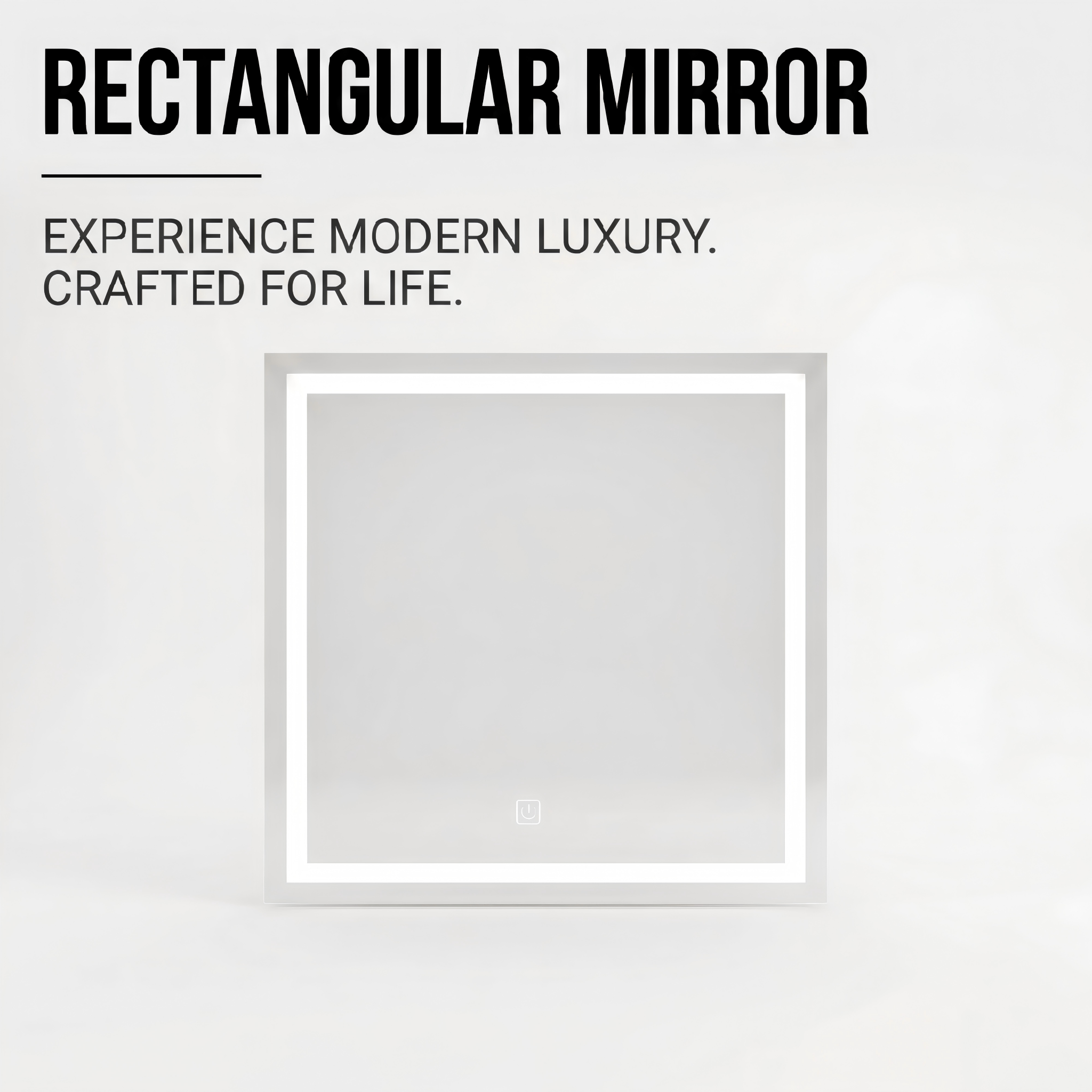 Kingstin Square LED Bathroom Mirror, Dimmable 3-Color Light, Anti-Fog, Custom Size & Time Display Smart Vanity Mirror
