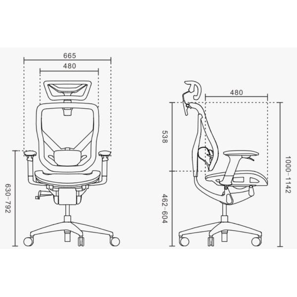 Nylon Base Ergonomic Office Chair 55mm PA Lumbar Support Adjustable Arms
