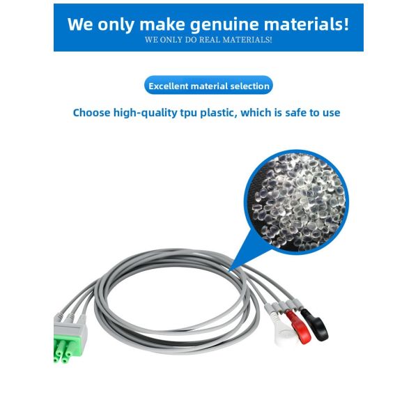 Medical Consumables Three Conductor AHA and IEC ECG Wires Compatible with Tms-6016 Telemetry Monitoring System