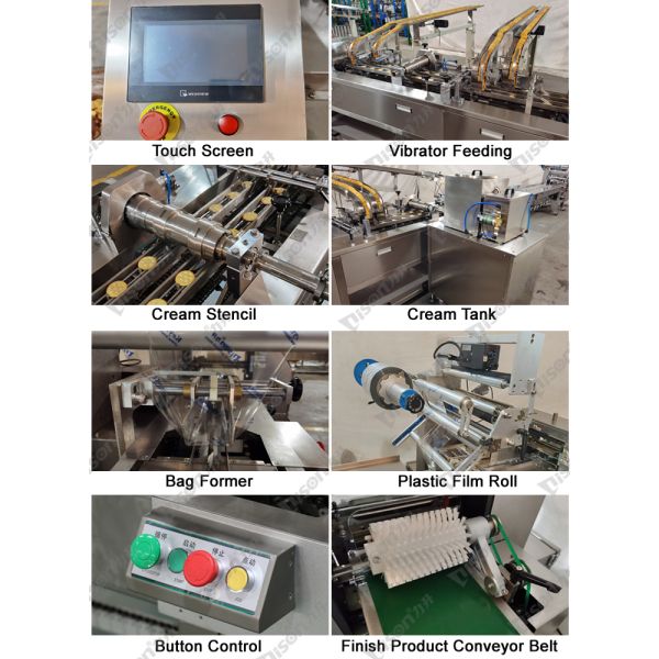 Automatic Chocolate Cream Biscuit Sandwich Machine With Pile Packaging System