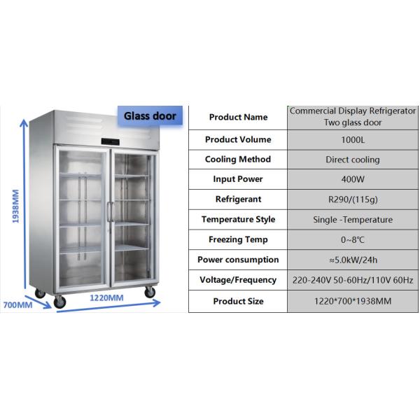 Congélateur en verre à double porte de haute transparence pratique et durable pour la conservation de la fraîcheur