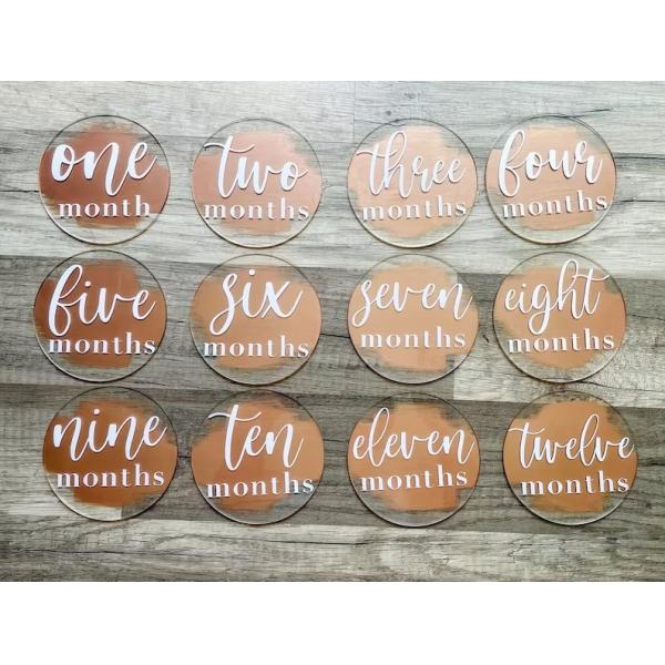 Acrylic Carved Wooden Milestone Discs Gift Pregnancy Milestone Discs