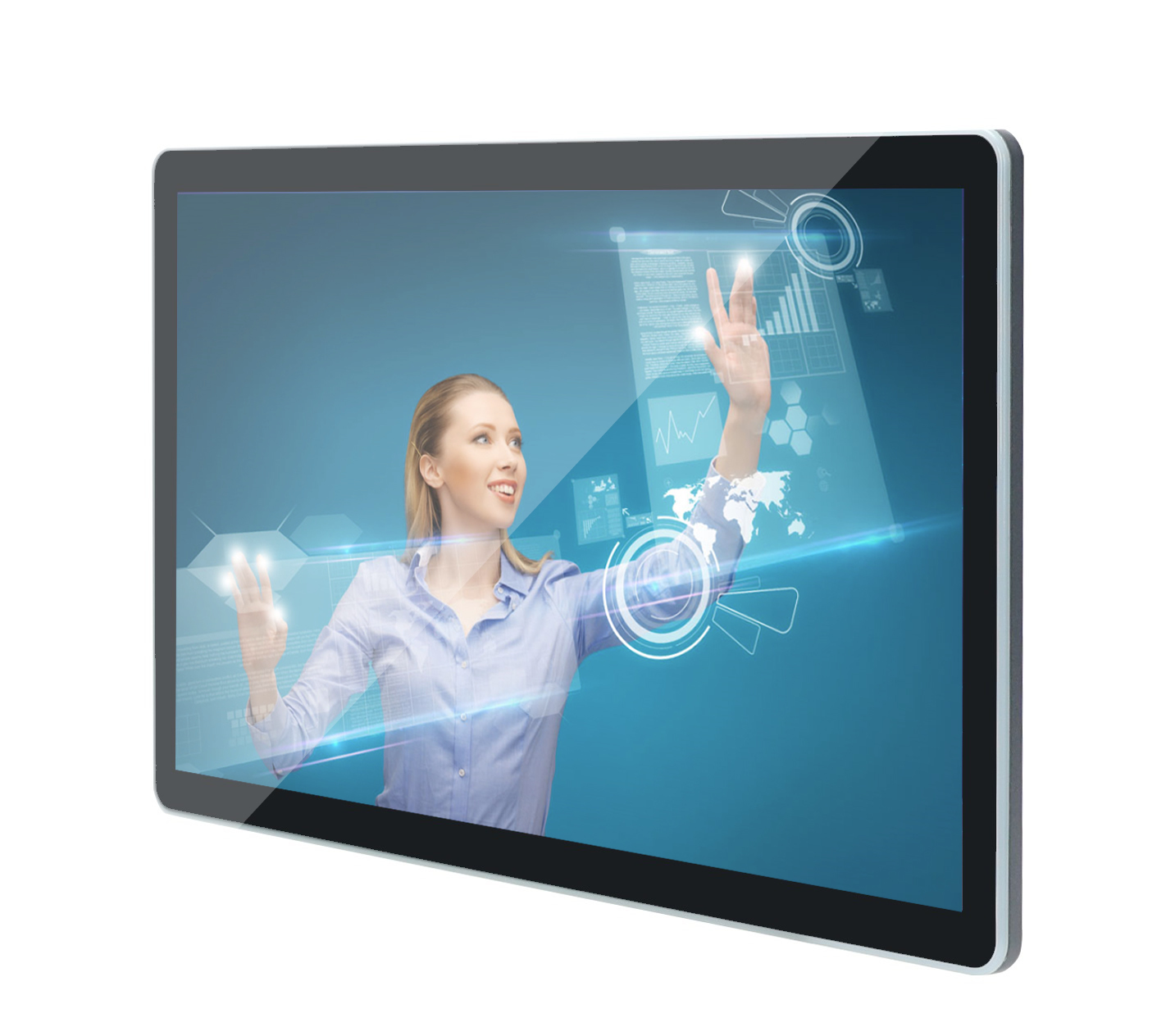 18.5 industrial pcap touch panel PC with LED light frame indicator IP65 front