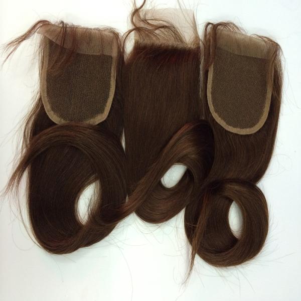 Factory Free Shipping Hot  Sell Unprocessed Natural Color 1B#  Knot Bleached Three Part 4*4inch Lace Closure Silky