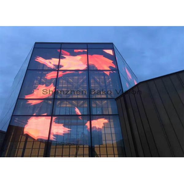 Aluminum Panel Transparent Glass Led Display , P10 See Through Led Screens 1920 Hz