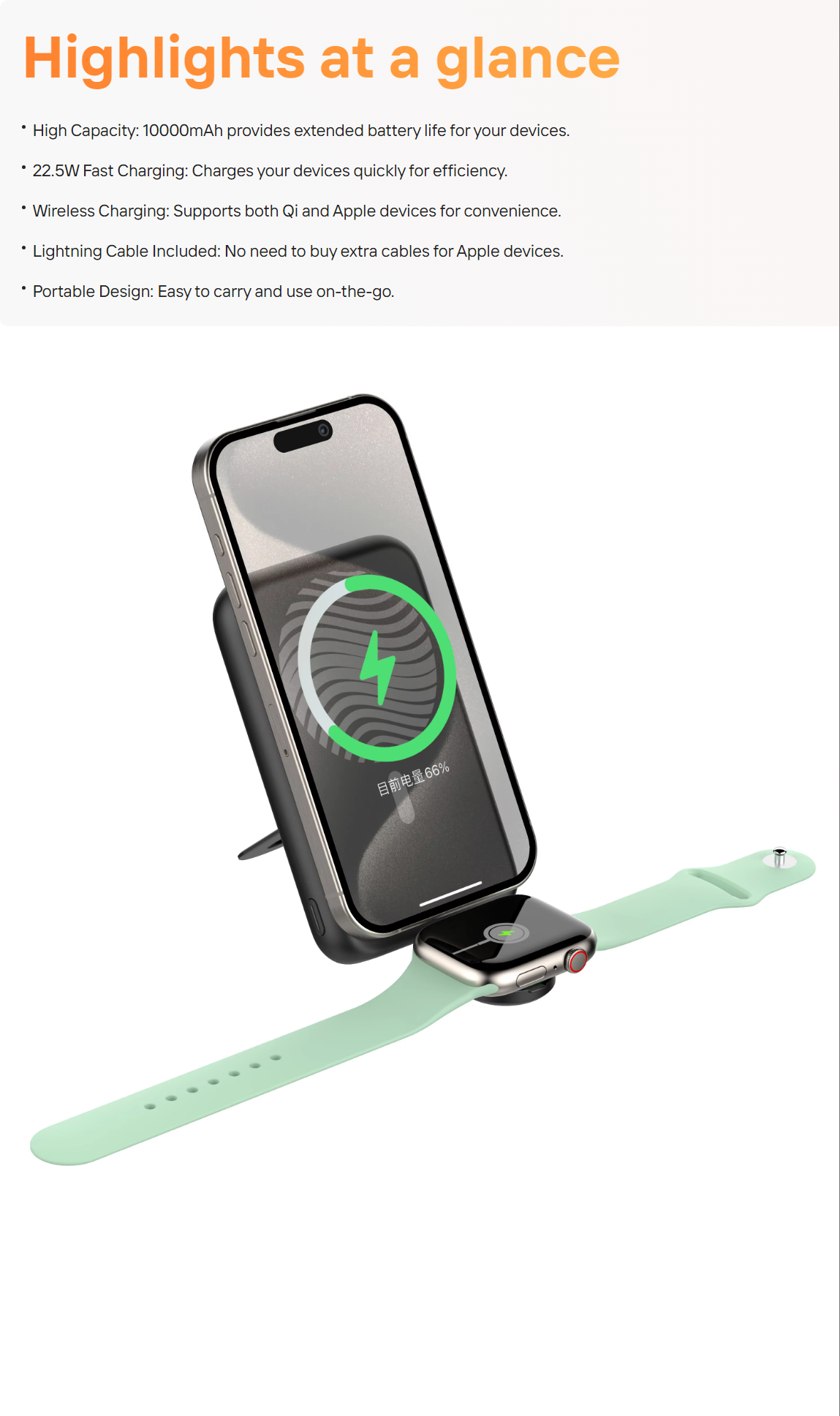 Besiter 10000mAh High-Capacity Magnetic Wireless Charger Power Bank 22.5W Stand LED Display Type-C Input for Phones Smartwatches