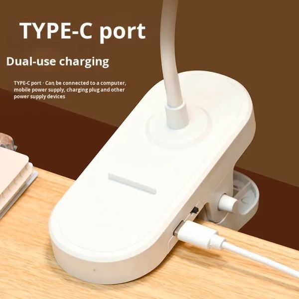 LED Charging Desk Lamp with Touch Dimming Adjustable Desk Lamp for Office Desk Bed Head Reading Lamp