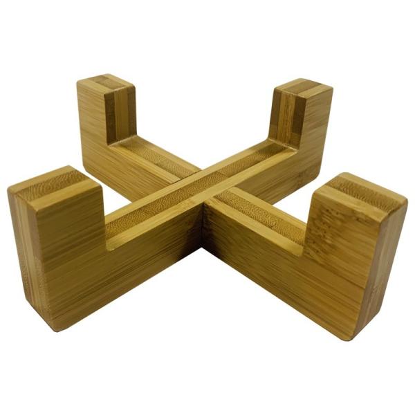 Um único suporte multicolor de tigela para cão feito de bambu natural adicionar tigela 7.5cm de altura para o exterior