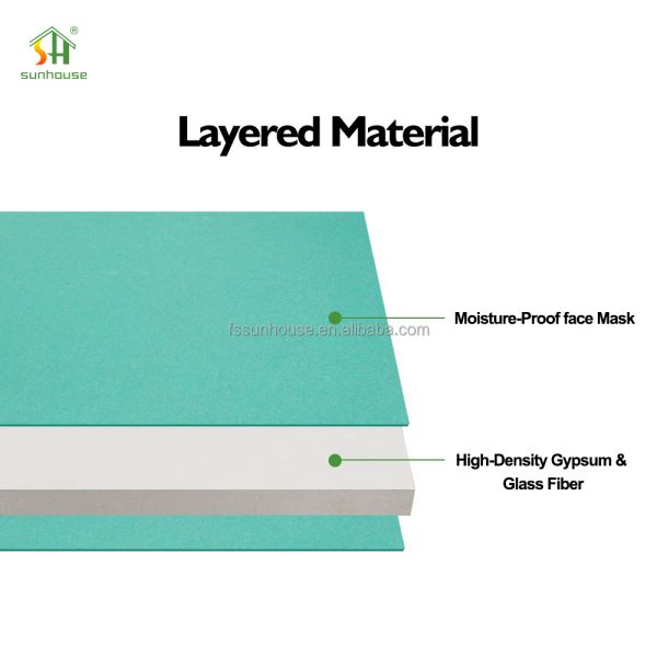 12mm Water-Resistant Gybsum Board 4X8 Sheetrock Drywall Modern Design Plaster for Outdoor Bathroom Partition
