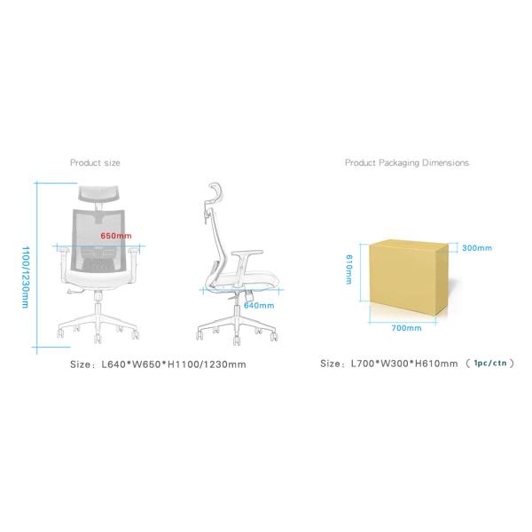 M890A 2D Armrest Height Adjustable Mesh Executive Office Chair BIFMA Standard Fabric