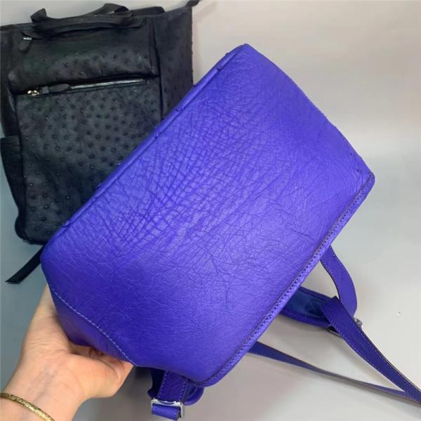 Casual Style Authentic Real True Ostrich Skin Men's Large Blue Travel Backpack Genuine Leather Male Top-handle Bag Pack