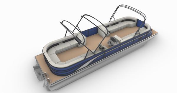 Blue White Panel Pontoon Boat with Four Side Sofa Seating for 18-22 People Luxury Leisure and Party Use