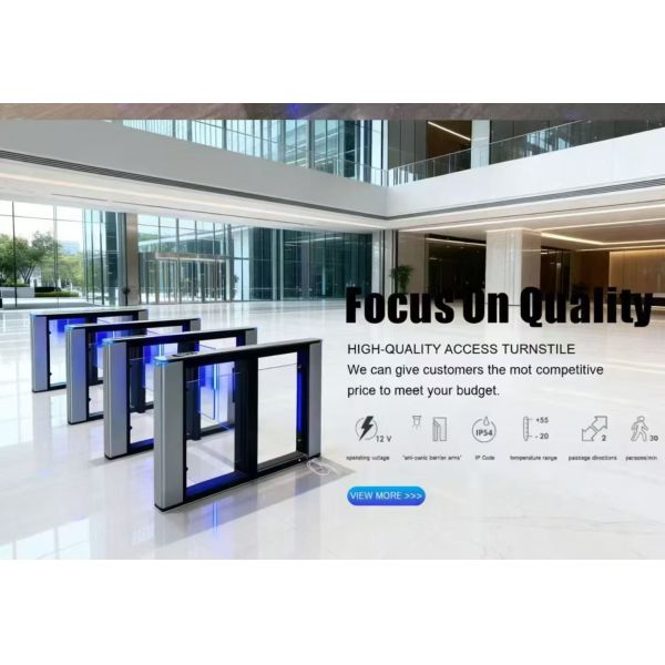 Speed Gate Turnstile with Direction Indicator and LED Lights to Clearly Show Passage Status and Improve User Experience