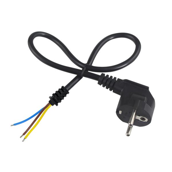 EU Plug to Tinned Stripped Wire Power Cord- 2-Pin Euro Power Cable for DIY AC Wiring, Panel Connection, Equipment Input
