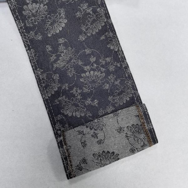 Blue Special Flower Jacquard Denim Fabric  10oz Middle Weight For Lady Jeans Or Jacket In Stock