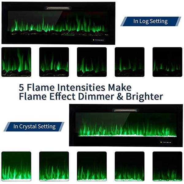 50 дюймов 15 цветов пламени WN-D50 Электрический камин с встроенными современными 3D светодиодными лампами