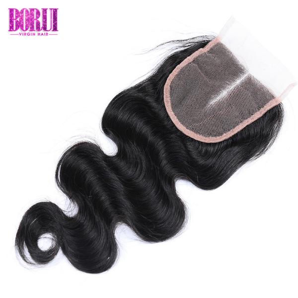 Cuticle Aligned Brazilian Virgin Human Hair Body Wave With Lace Closure