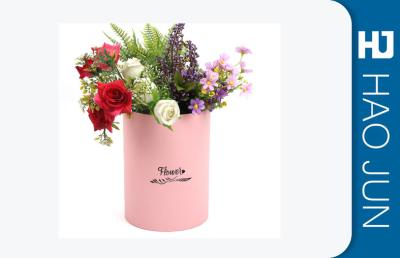 Waterproof Pink Cardboard Flower Boxes Handmade Round Corrugated Boxes
