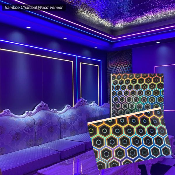 Modern Waterproof Bamboo Charcoal Wood Veneer Co-extruded Wallboard PVC Classic Decorative Wallcovering for Bedroom Hotel Gym