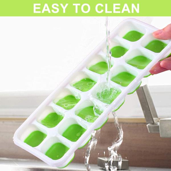 14-Ice Cube Trays TPE PP Material with Easy-Release and Spill-Resistant Removable Lid