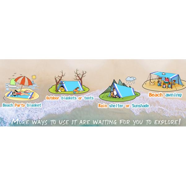 Camping Picnic Mat, Beach Blanket 78''×81'' 4-7 Adults Oversized Lightweight Waterproof Sandproof Large Picnic Mat